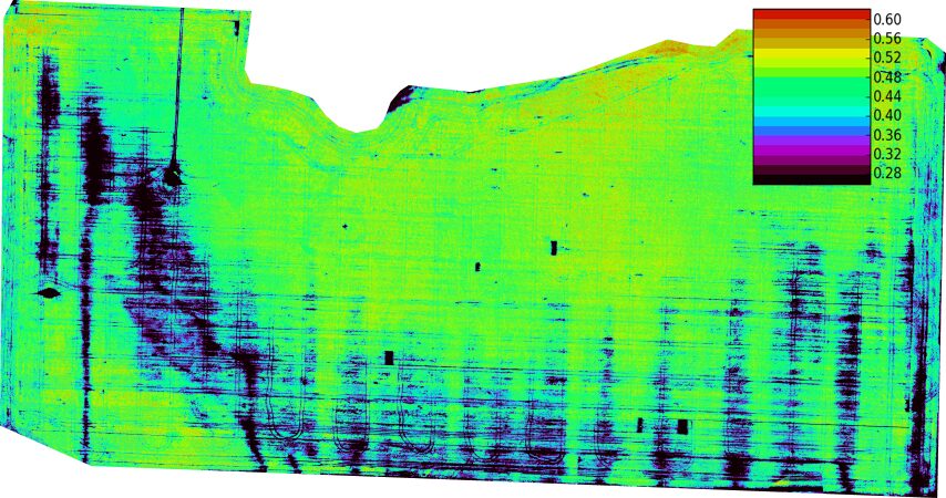 NDVI vegetation index map of a field